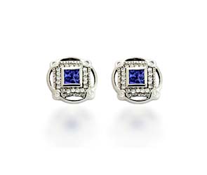 Designer Tanzanite and Diamond Earrings