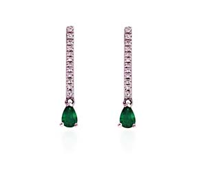 Pear Shape Emerald & Diamond Drop Earrings