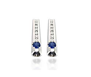 Genuine Sapphire and Diamond Earrings