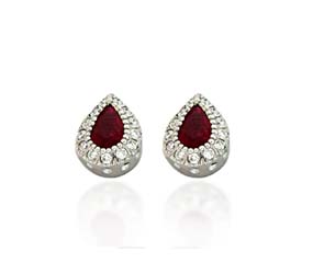 Ruby and Diamond Tear Drop Earrings