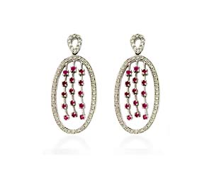 Pink Sapphire Water Fall & Diamond Earrings