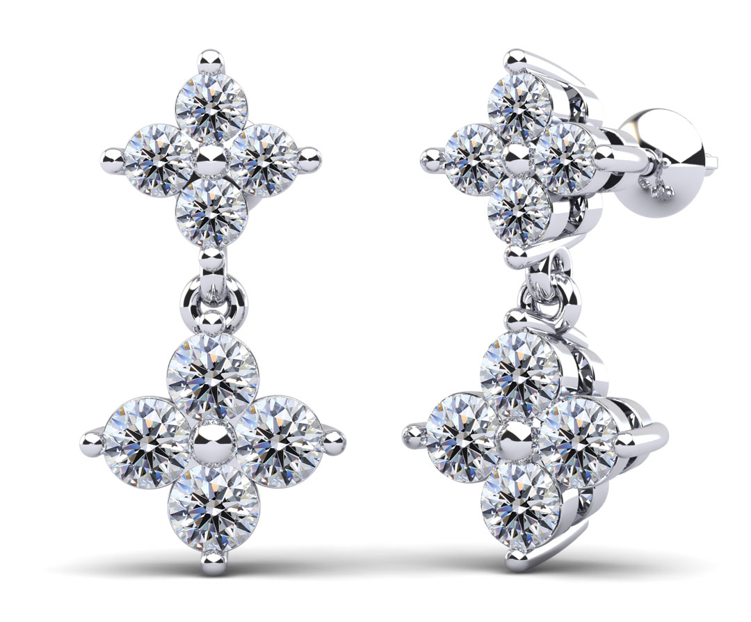 Elegant Diamond Drop Earrings with Dual Clusters