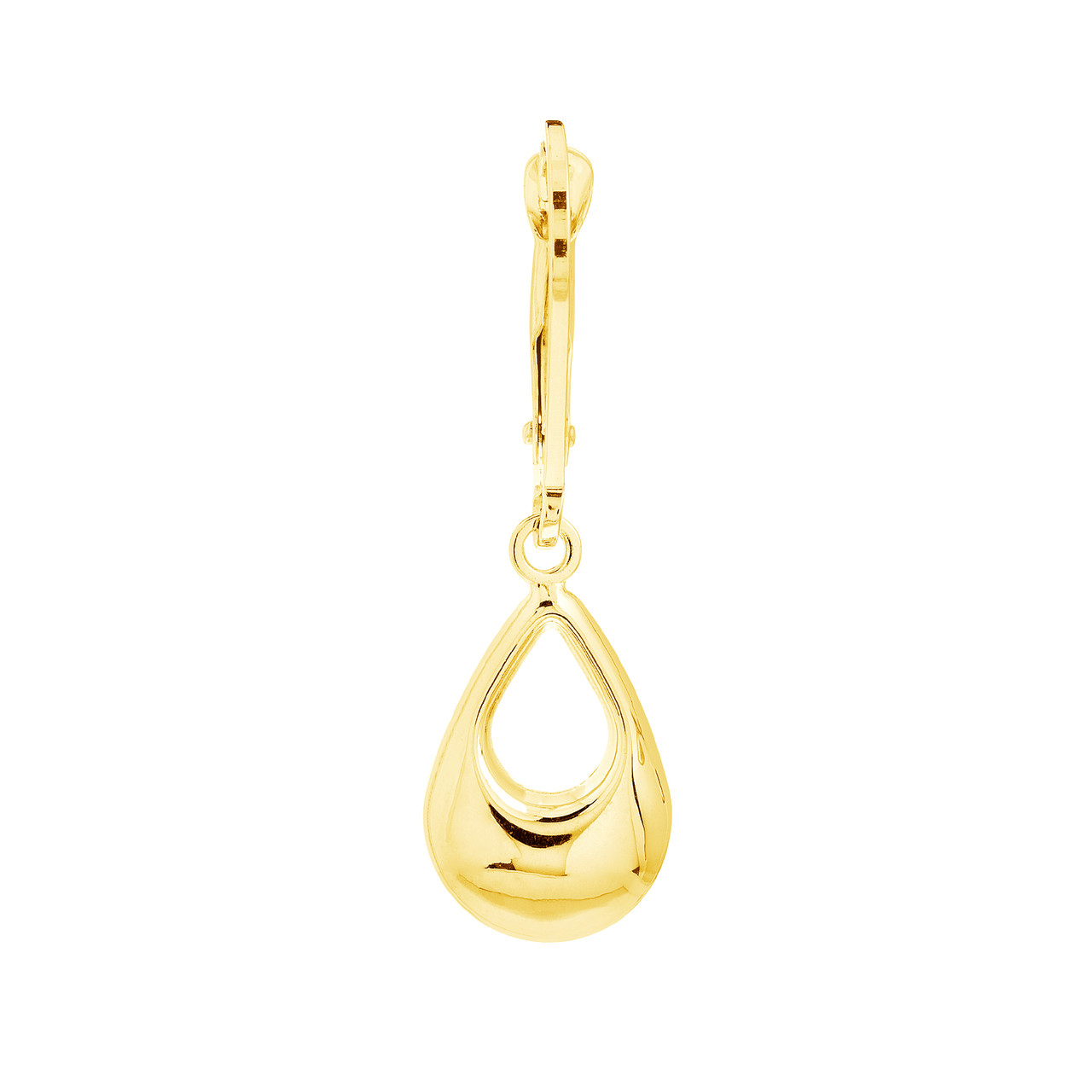 Puffy Teardrop Dangle Earrings on Leverback Unknown Friendly Weight 10K yellow or white gold - view 2