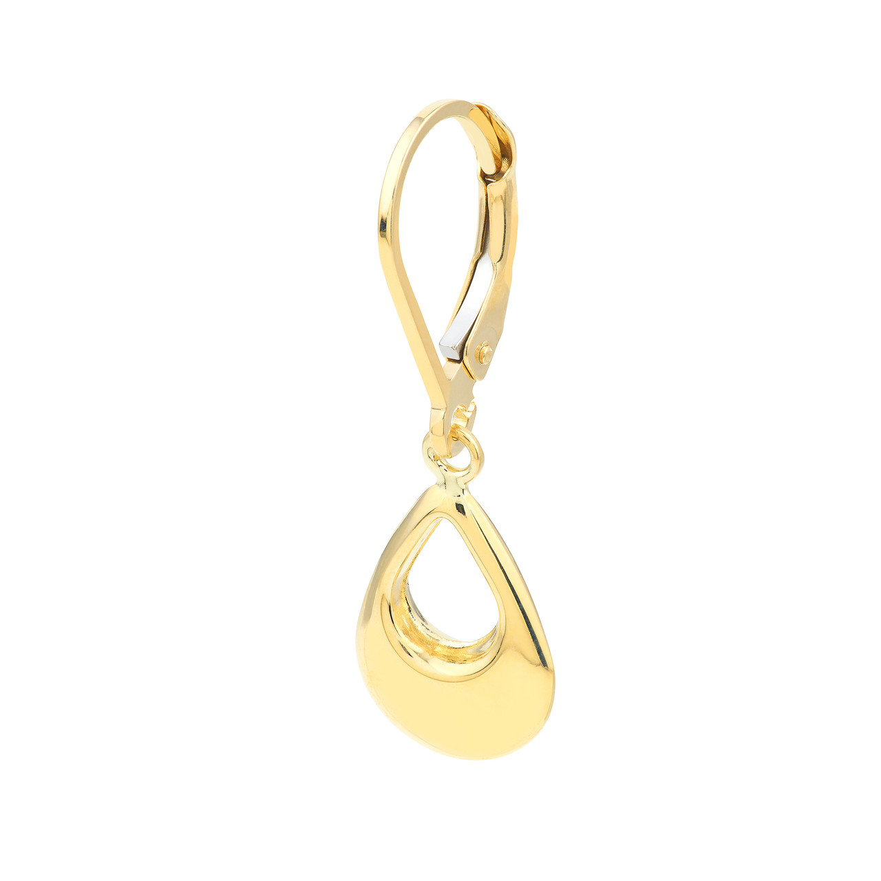 Puffy Teardrop Dangle Earrings on Leverback Unknown Friendly Weight 10K yellow or white gold - view 7