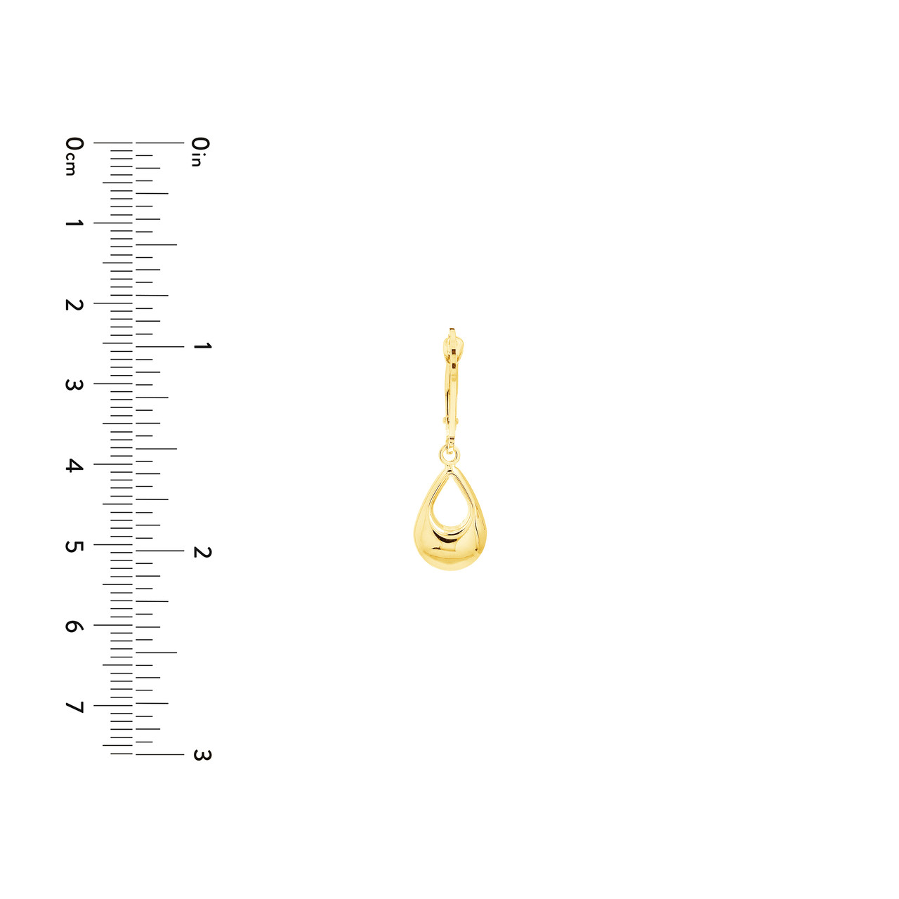 Puffy Teardrop Dangle Earrings on Leverback Unknown Friendly Weight 10K yellow or white gold - view 8