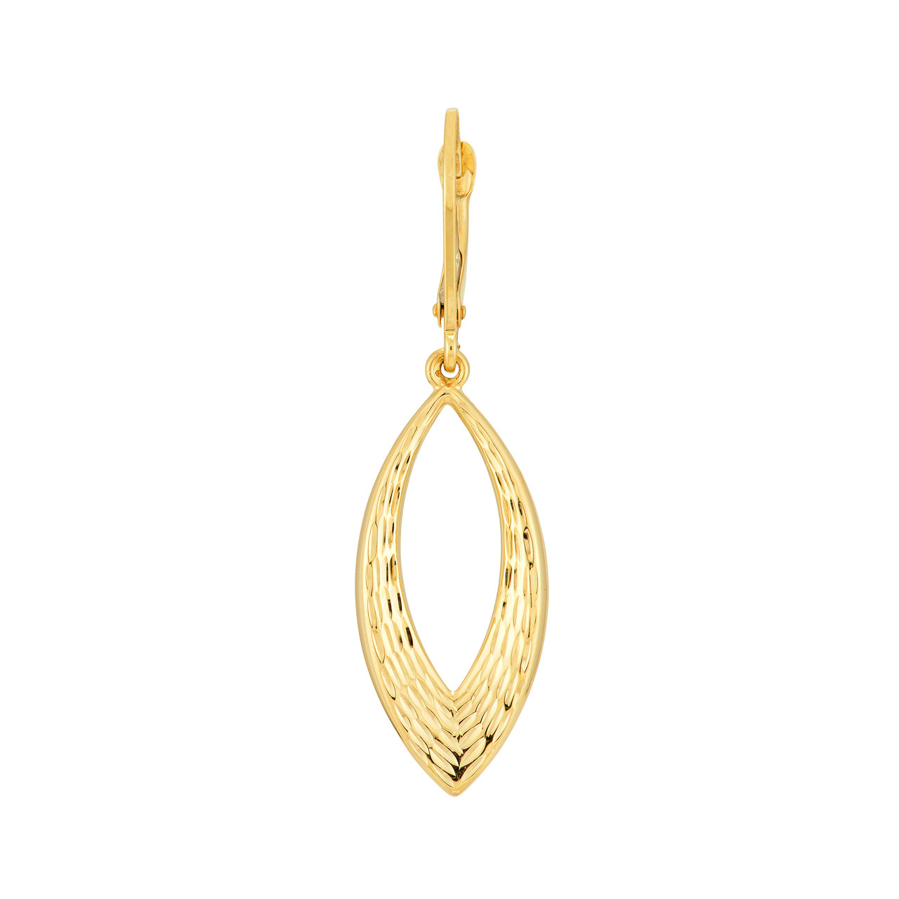 Diamond-Cut Open Marquise Drop Earrings Unknown Friendly Weight 10K yellow gold - view 4