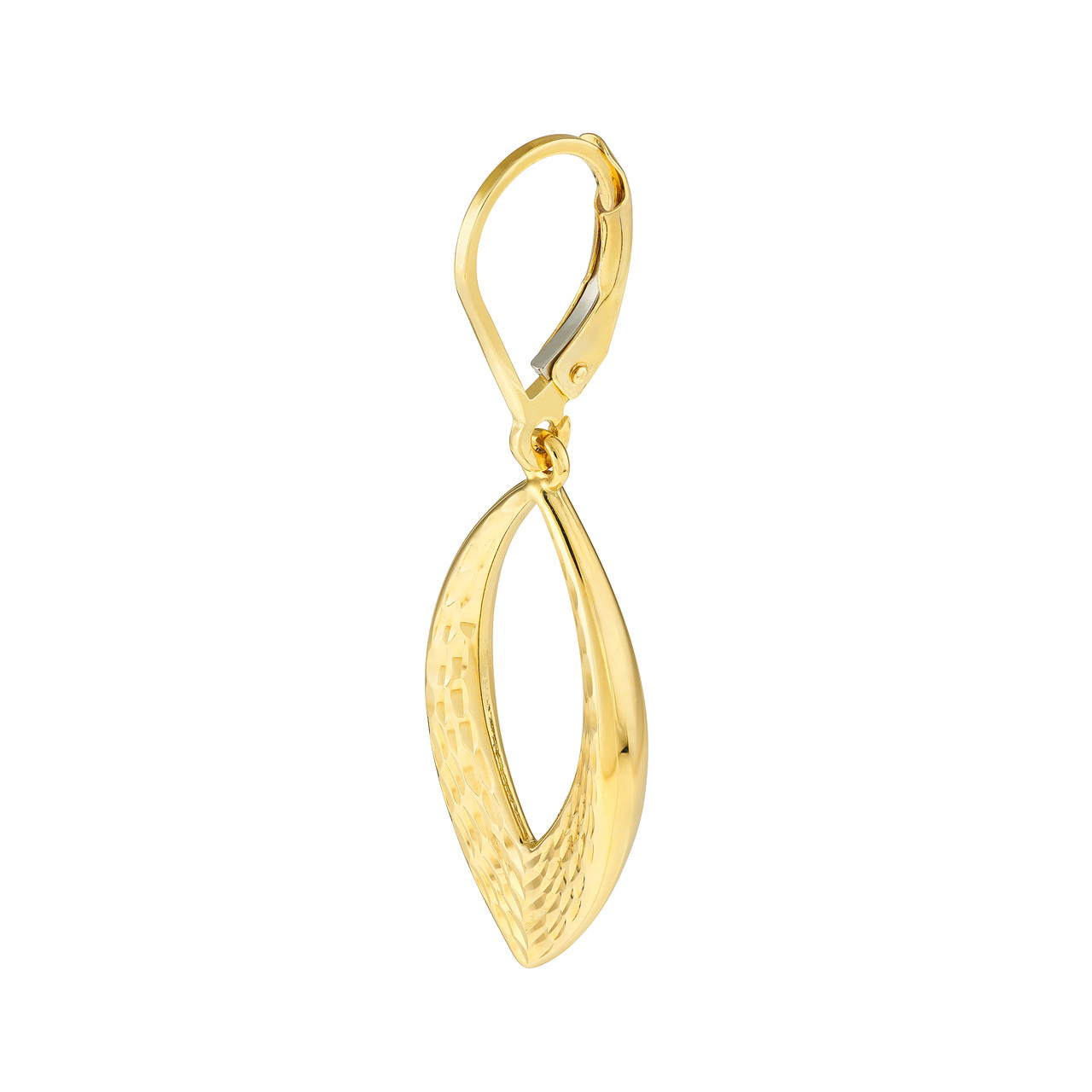 Diamond-Cut Open Marquise Drop Earrings Unknown Friendly Weight 10K yellow gold - view 2