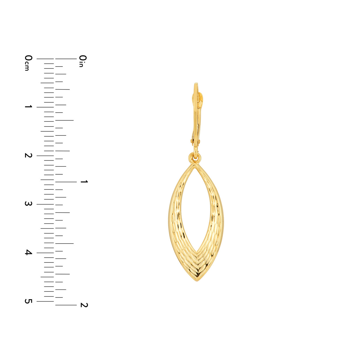 Diamond-Cut Open Marquise Drop Earrings Unknown Friendly Weight 10K yellow gold - view 3