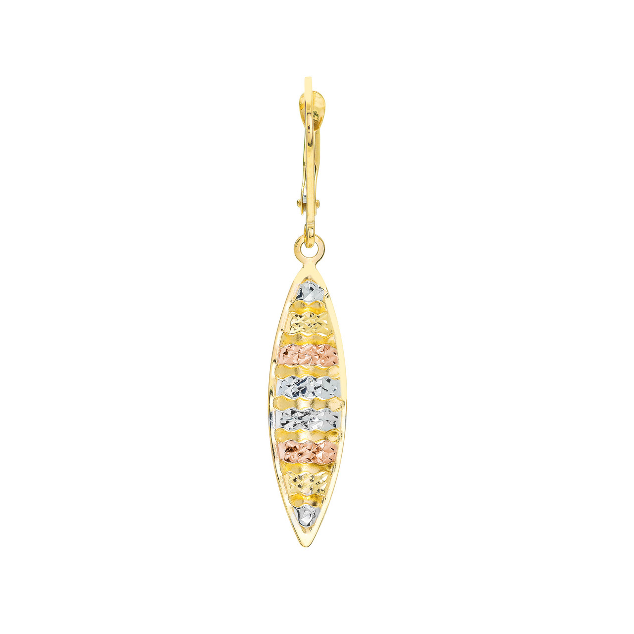 Tri-Color Striped Marquise Drop Unknown Friendly Weight 14K tri-color gold - view 4