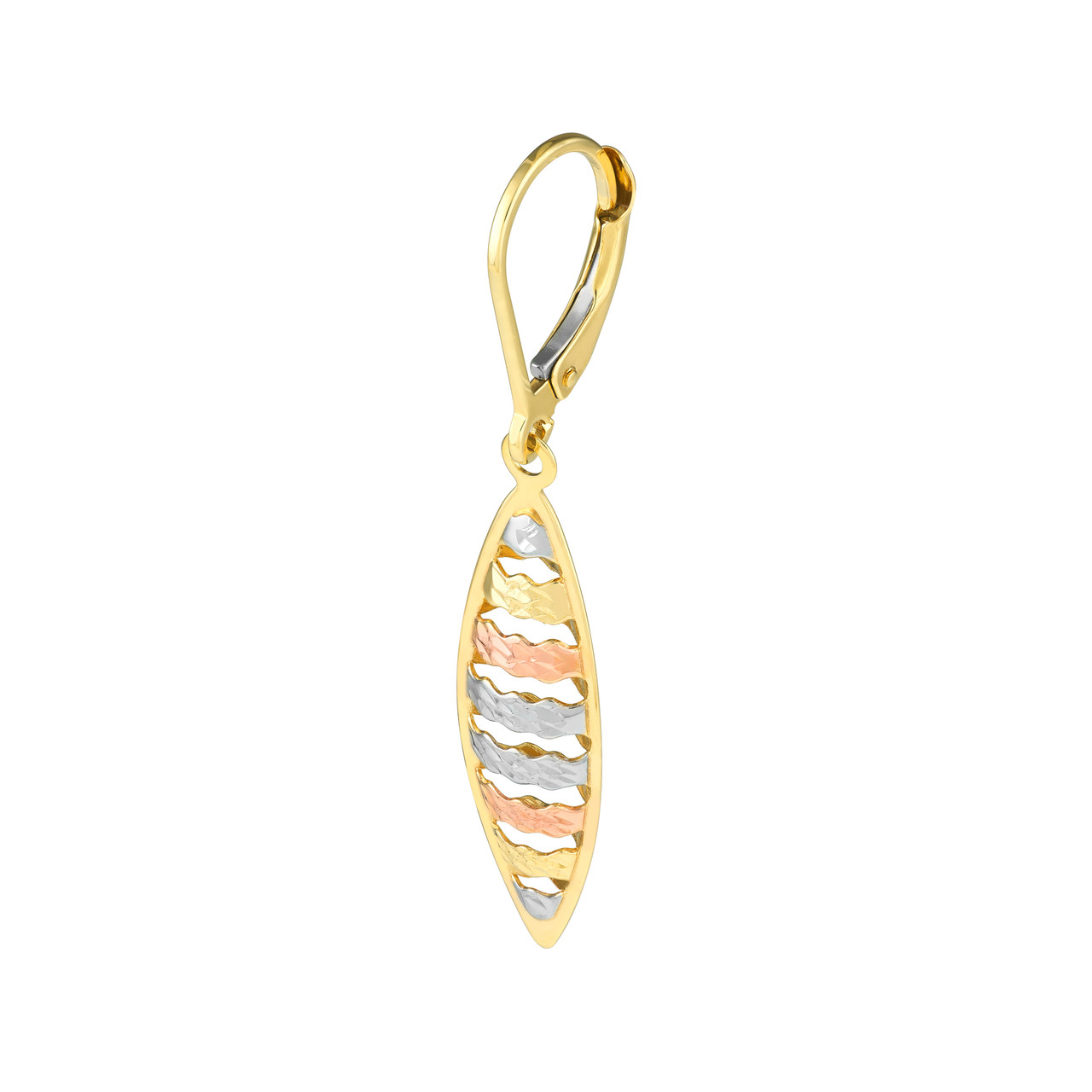 Tri-Color Striped Marquise Drop Unknown Friendly Weight 14K tri-color gold - view 3