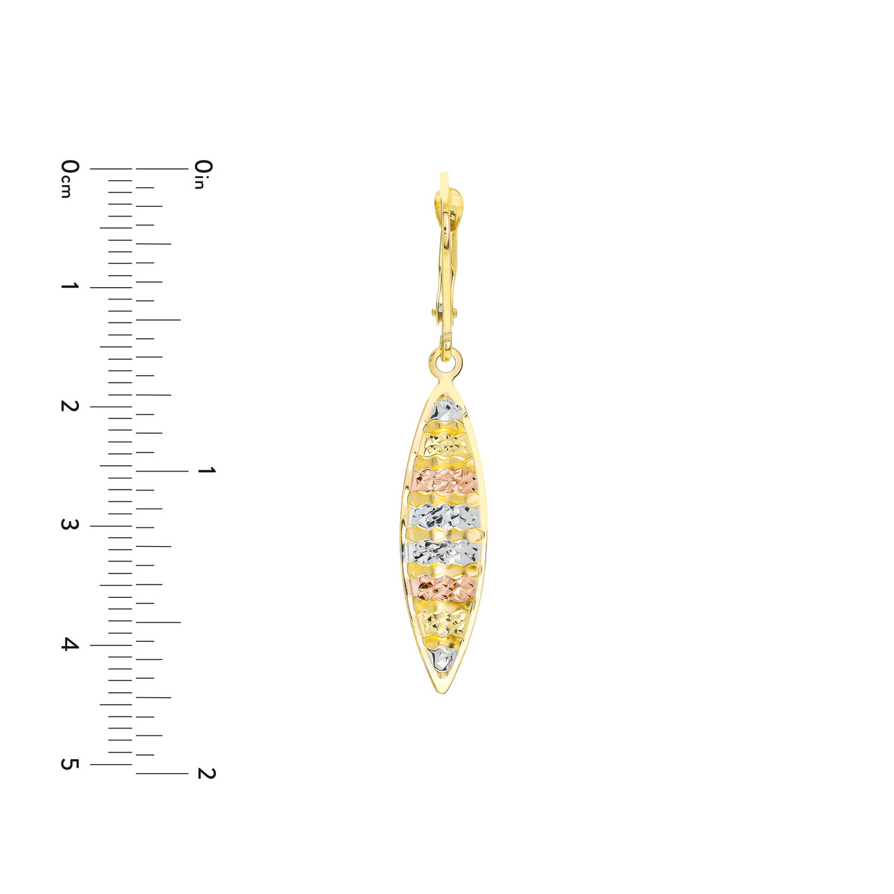 Tri-Color Striped Marquise Drop Unknown Friendly Weight 14K tri-color gold - view 2