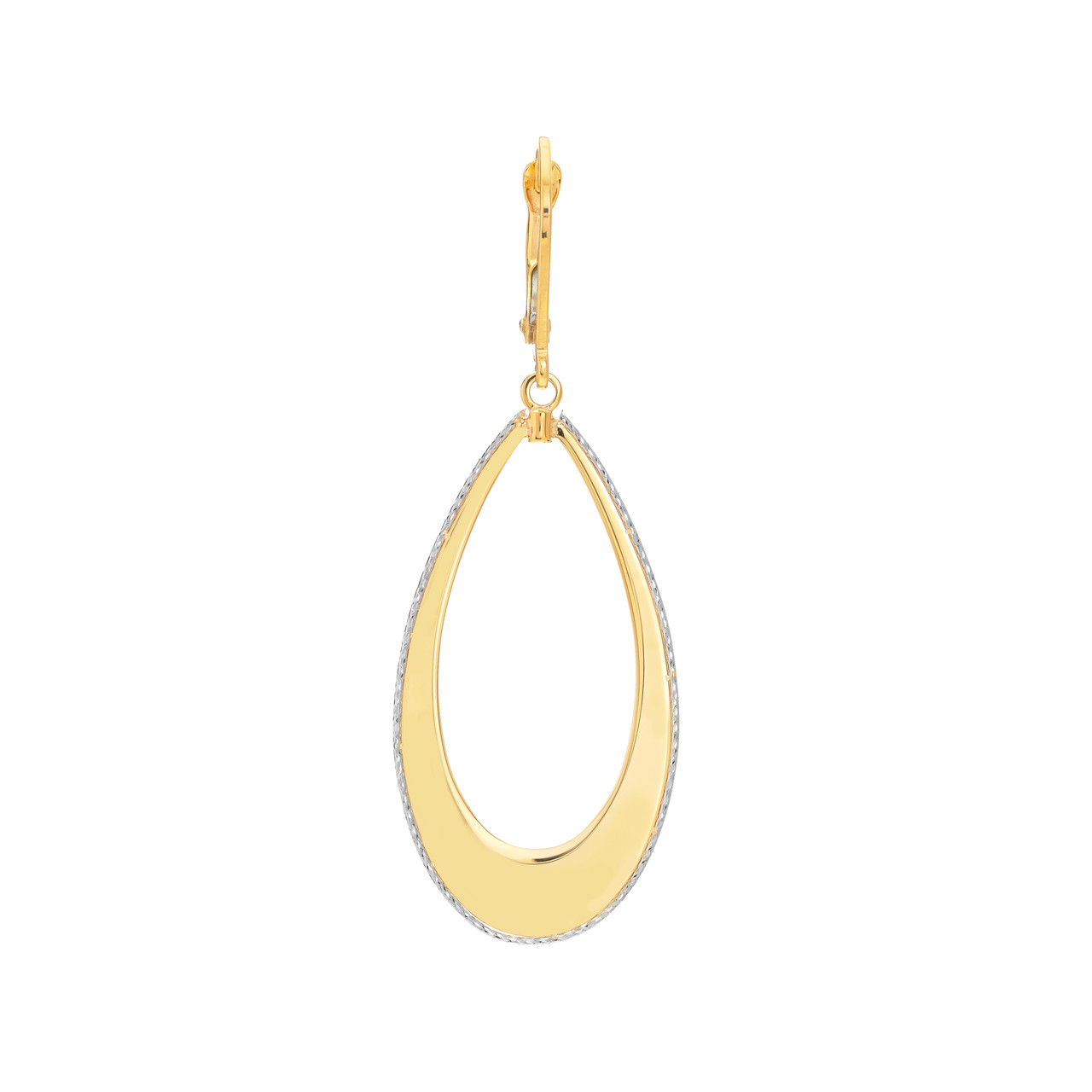 Two-tone Open Teardrop Dangle Earrings Unknown Friendly Weight 10K two-tone gold - view 4