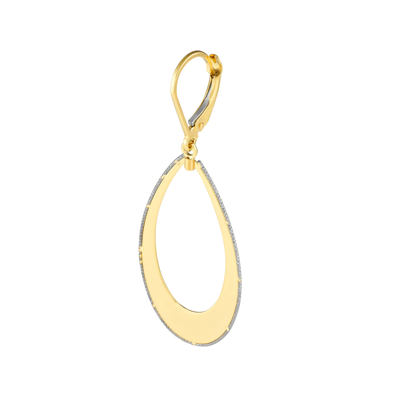 Two-tone Open Teardrop Dangle Earrings Unknown Friendly Weight 10K two-tone gold - view 3