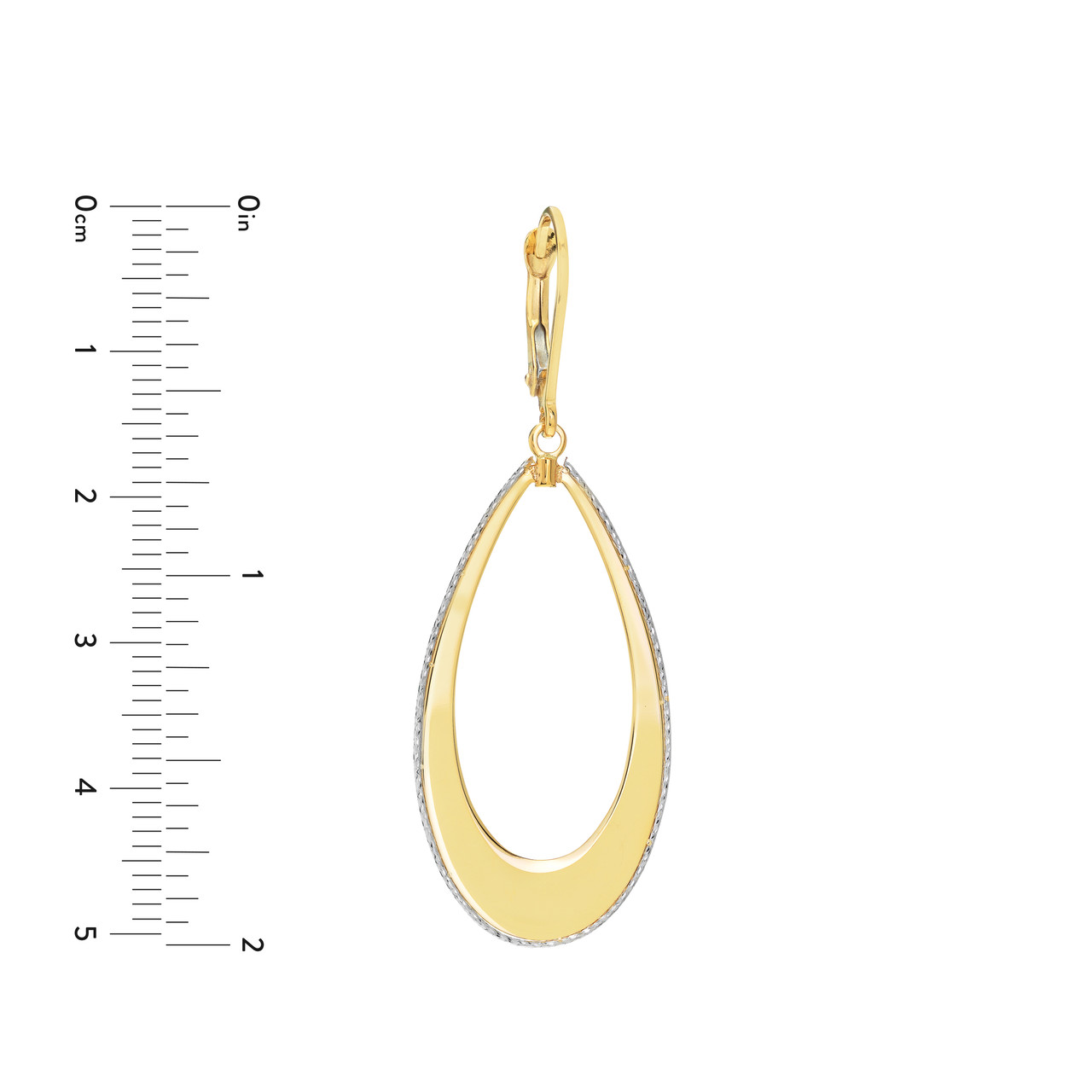 Two-tone Open Teardrop Dangle Earrings Unknown Friendly Weight 10K two-tone gold - view 2