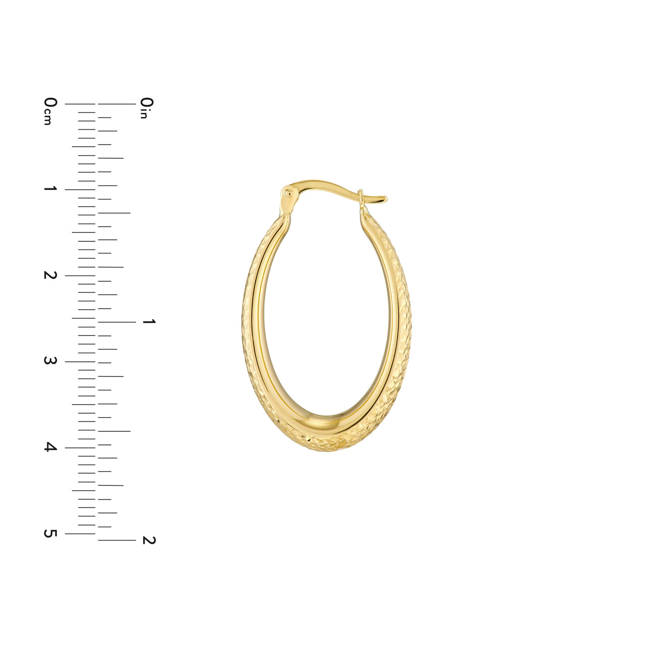 Goldum NYC Textured Oval Hoop Earrings In Real 14K Yellow Gold - 1 Pair