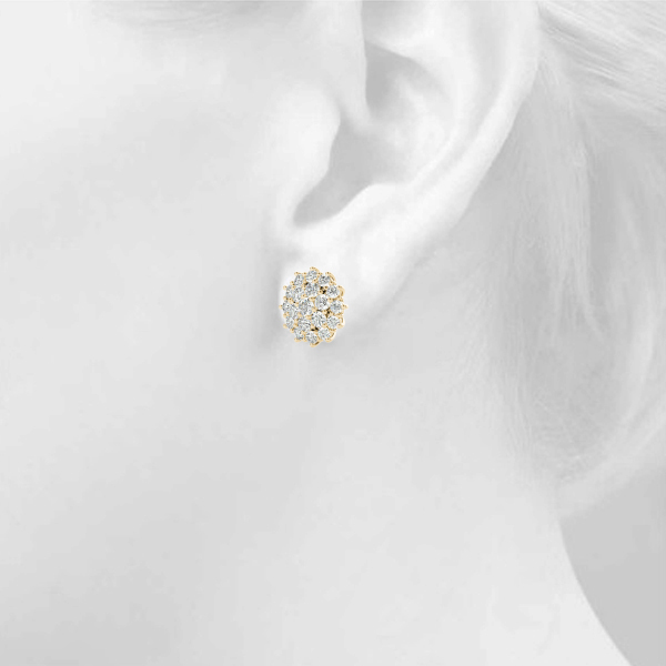   Cluster Earring Studs 3/8 Carat Total Weight   (Lab-Created) 0.40 C.T.W 10K yellow, white or rose gold - view 9