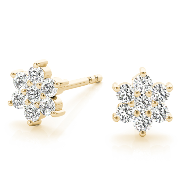   Flower Cluster Earrings 1/5 Carat Total Weight   (Lab-Created) 0.21 C.T.W 10K yellow, white or rose gold - view 7