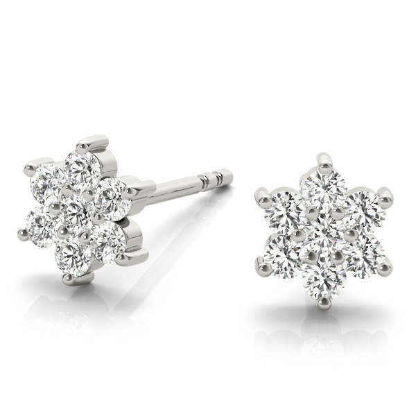  Flower Cluster Earrings 1/5 Carat Total Weight   (Lab-Created) 0.21 C.T.W 10K yellow, white or rose gold - view 2