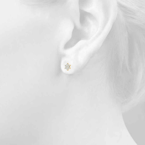   Flower Cluster Earrings 1/5 Carat Total Weight   (Lab-Created) 0.21 C.T.W 10K yellow, white or rose gold - view 10