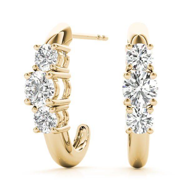   3-Stone J-Hoops Earrings 1/2 Carat Total Weight   (Lab-Created) 0.48 C.T.W 10K yellow, white or rose gold - view 6