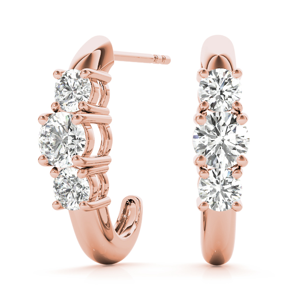   3-Stone J-Hoops Earrings 1/2 Carat Total Weight   (Lab-Created) 0.48 C.T.W 10K yellow, white or rose gold - view 11