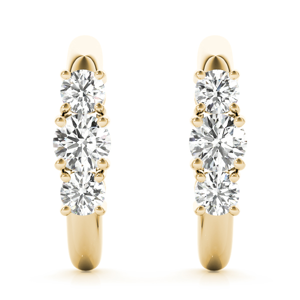  3-Stone J-Hoops Earrings 1/2 Carat Total Weight   (Lab-Created) 0.48 C.T.W 10K yellow, white or rose gold - view 7