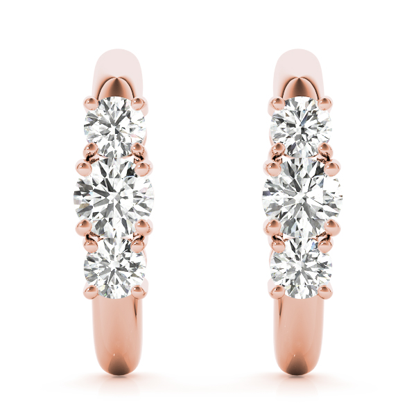   3-Stone J-Hoops Earrings 1/2 Carat Total Weight   (Lab-Created) 0.48 C.T.W 10K yellow, white or rose gold - view 12