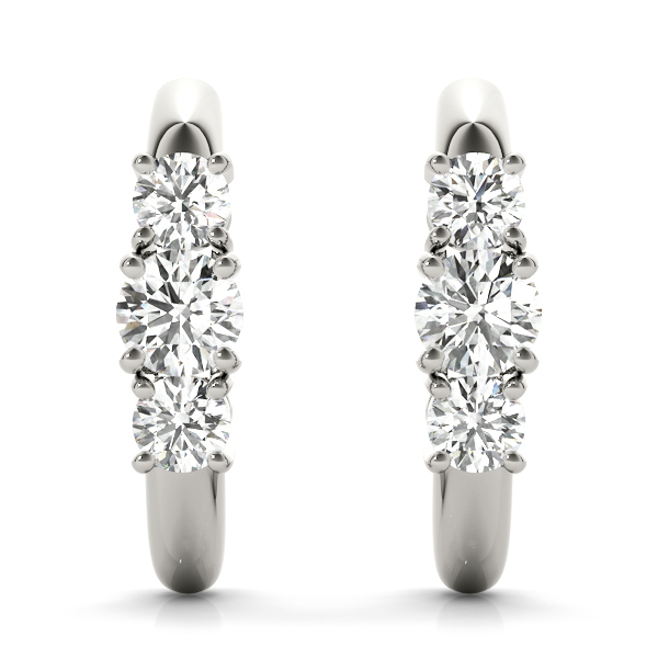   3-Stone J-Hoops Earrings 1/2 Carat Total Weight   (Lab-Created) 0.48 C.T.W 10K yellow, white or rose gold - view 2