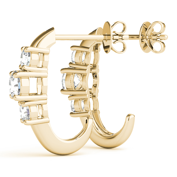   3-Stone J-Hoops Earrings 1/2 Carat Total Weight   (Lab-Created) 0.48 C.T.W 10K yellow, white or rose gold - view 8