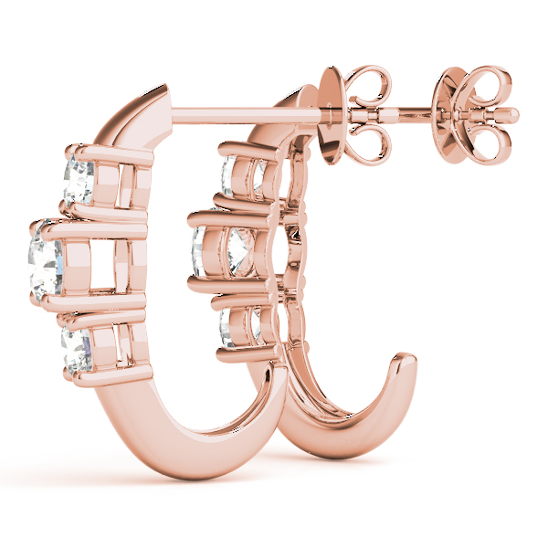   3-Stone J-Hoops Earrings 1/2 Carat Total Weight   (Lab-Created) 0.48 C.T.W 10K yellow, white or rose gold - view 13