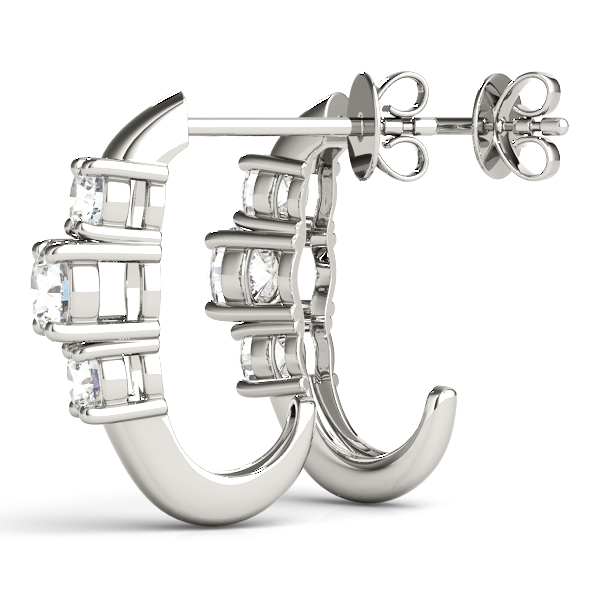   3-Stone J-Hoops Earrings 1/2 Carat Total Weight   (Lab-Created) 0.48 C.T.W 10K yellow, white or rose gold - view 3