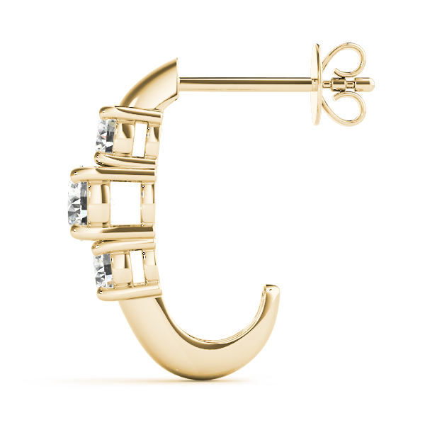   3-Stone J-Hoops Earrings 1/2 Carat Total Weight   (Lab-Created) 0.48 C.T.W 10K yellow, white or rose gold - view 9