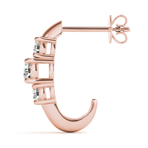   3-Stone J-Hoops Earrings 1/2 Carat Total Weight   (Lab-Created) 0.48 C.T.W 10K yellow, white or rose gold - view 14