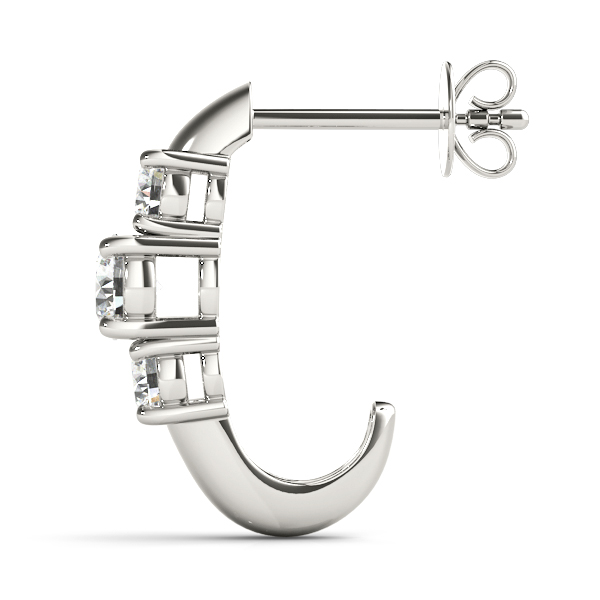   3-Stone J-Hoops Earrings 1/2 Carat Total Weight   (Lab-Created) 0.48 C.T.W 10K yellow, white or rose gold - view 4