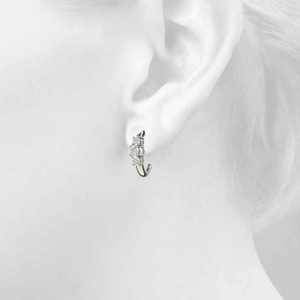   3-Stone J-Hoops Earrings 1/2 Carat Total Weight   (Lab-Created) 0.48 C.T.W 10K yellow, white or rose gold - view 5