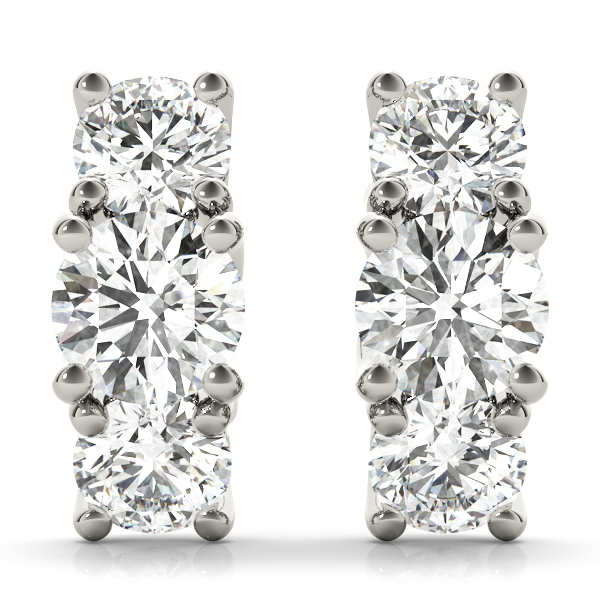 3-Stone Prong Set Curved Earring