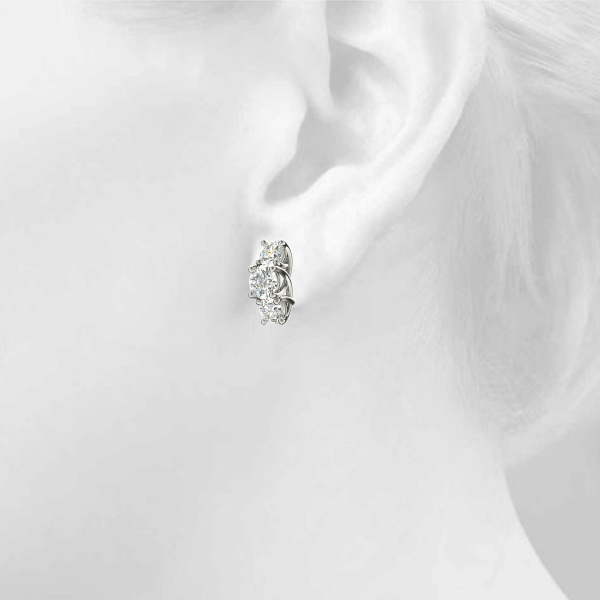   3-Stone Prong Set Curved Earring 1.55 Carat Total Weight   (Lab-Created) 1.55 C.T.W 10K yellow, white or rose gold - view 5