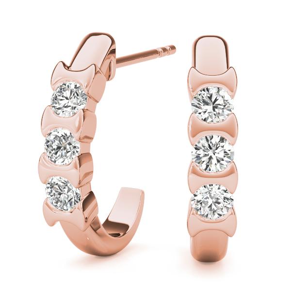   3-Stone Half Bezel J-Hoops Earrings 1/4 Carat Total Weight   (Lab-Created) 0.24 C.T.W 10K yellow, white or rose gold - view 11