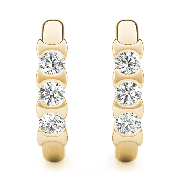   3-Stone Half Bezel J-Hoops Earrings 1/4 Carat Total Weight   (Lab-Created) 0.24 C.T.W 10K yellow, white or rose gold - view 7