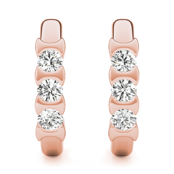   3-Stone Half Bezel J-Hoops Earrings 1/4 Carat Total Weight   (Lab-Created) 0.24 C.T.W 10K yellow, white or rose gold - view 12