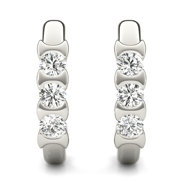   3-Stone Half Bezel J-Hoops Earrings 1/4 Carat Total Weight   (Lab-Created) 0.24 C.T.W 10K yellow, white or rose gold - view 2