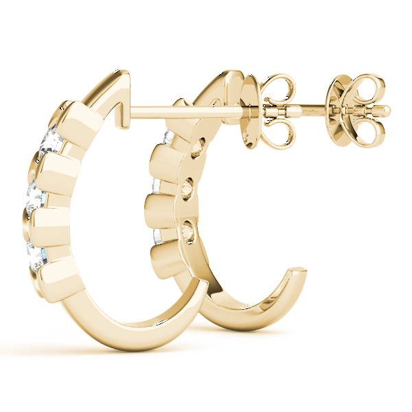   3-Stone Half Bezel J-Hoops Earrings 1/4 Carat Total Weight   (Lab-Created) 0.24 C.T.W 10K yellow, white or rose gold - view 8