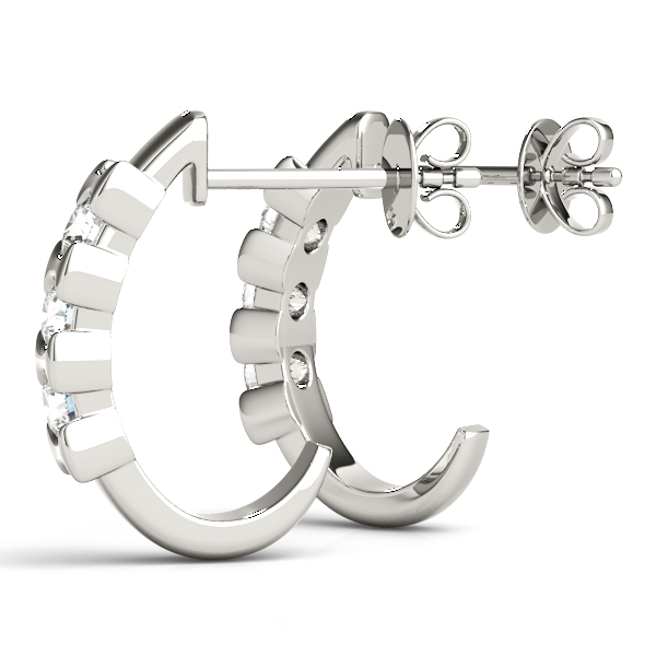   3-Stone Half Bezel J-Hoops Earrings 1/4 Carat Total Weight   (Lab-Created) 0.24 C.T.W 10K yellow, white or rose gold - view 3