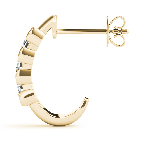   3-Stone Half Bezel J-Hoops Earrings 1/4 Carat Total Weight   (Lab-Created) 0.24 C.T.W 10K yellow, white or rose gold - view 9