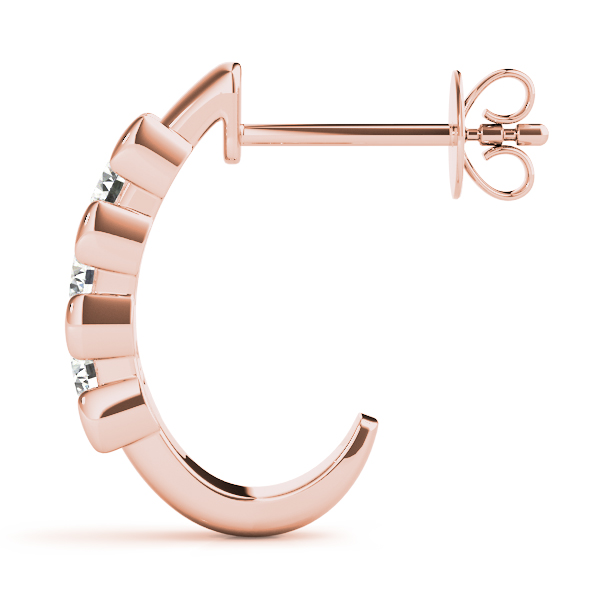   3-Stone Half Bezel J-Hoops Earrings 1/4 Carat Total Weight   (Lab-Created) 0.24 C.T.W 10K yellow, white or rose gold - view 14