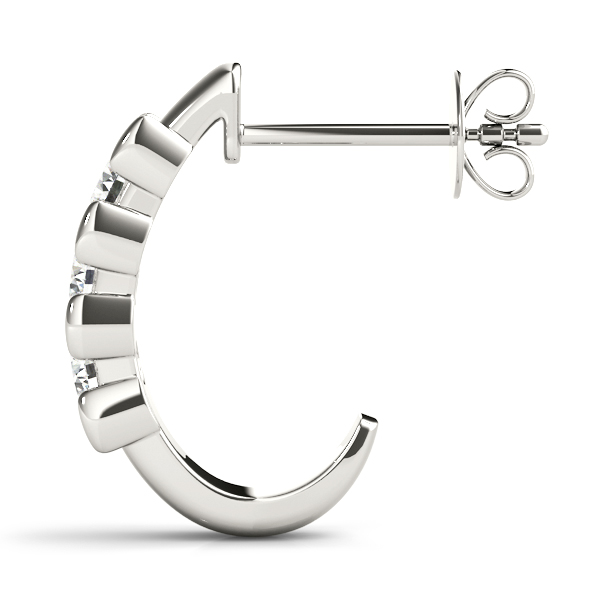   3-Stone Half Bezel J-Hoops Earrings 1/4 Carat Total Weight   (Lab-Created) 0.24 C.T.W 10K yellow, white or rose gold - view 4
