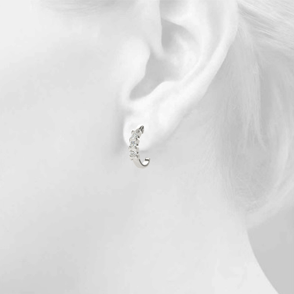   3-Stone Half Bezel J-Hoops Earrings 1/4 Carat Total Weight   (Lab-Created) 0.24 C.T.W 10K yellow, white or rose gold - view 5