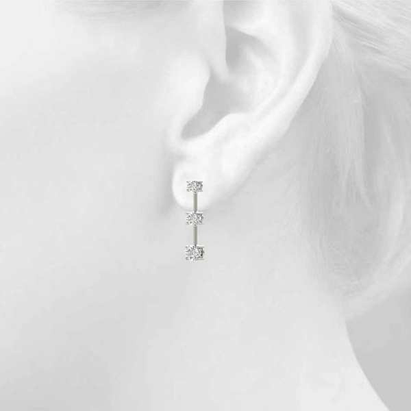   3-Stone Drop Earrings 1/4 Carat Total Weight   (Lab-Created) 0.24 C.T.W 10K yellow, white or rose gold - view 5