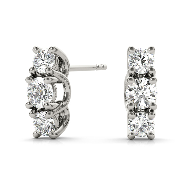 3-Stone Prong Set Curved Earring