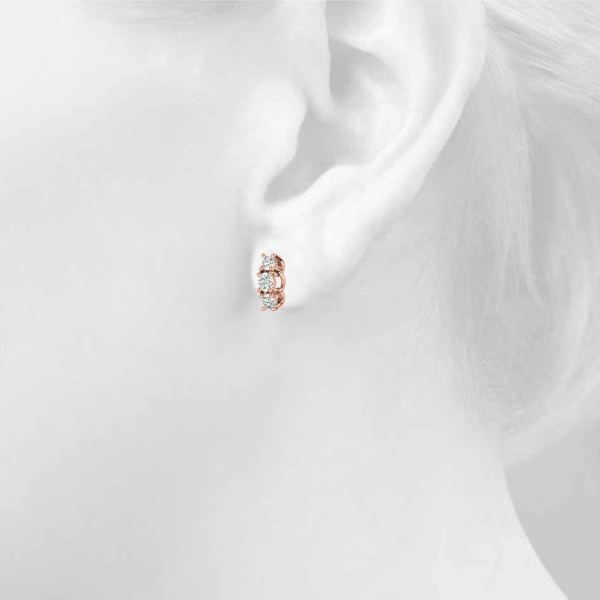   3-Stone Prong Set Curved Earring 0.56 Carat Total Weight   (Lab-Created) 0.56 C.T.W 10K yellow, white or rose gold - view 15